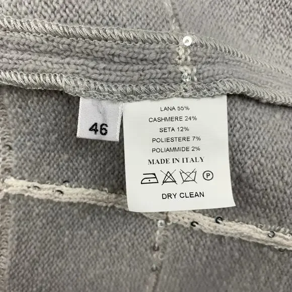 AMINA RUBINACCI Size 10 Light Gray Wool Blend Knitted Collarless Coat
